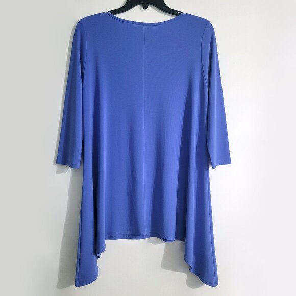 Clara Sunwoo Womens Long Sleeve Tunic Size XS Blue Keyhole Neck Asymmetric Hem - Picture 2 of 8